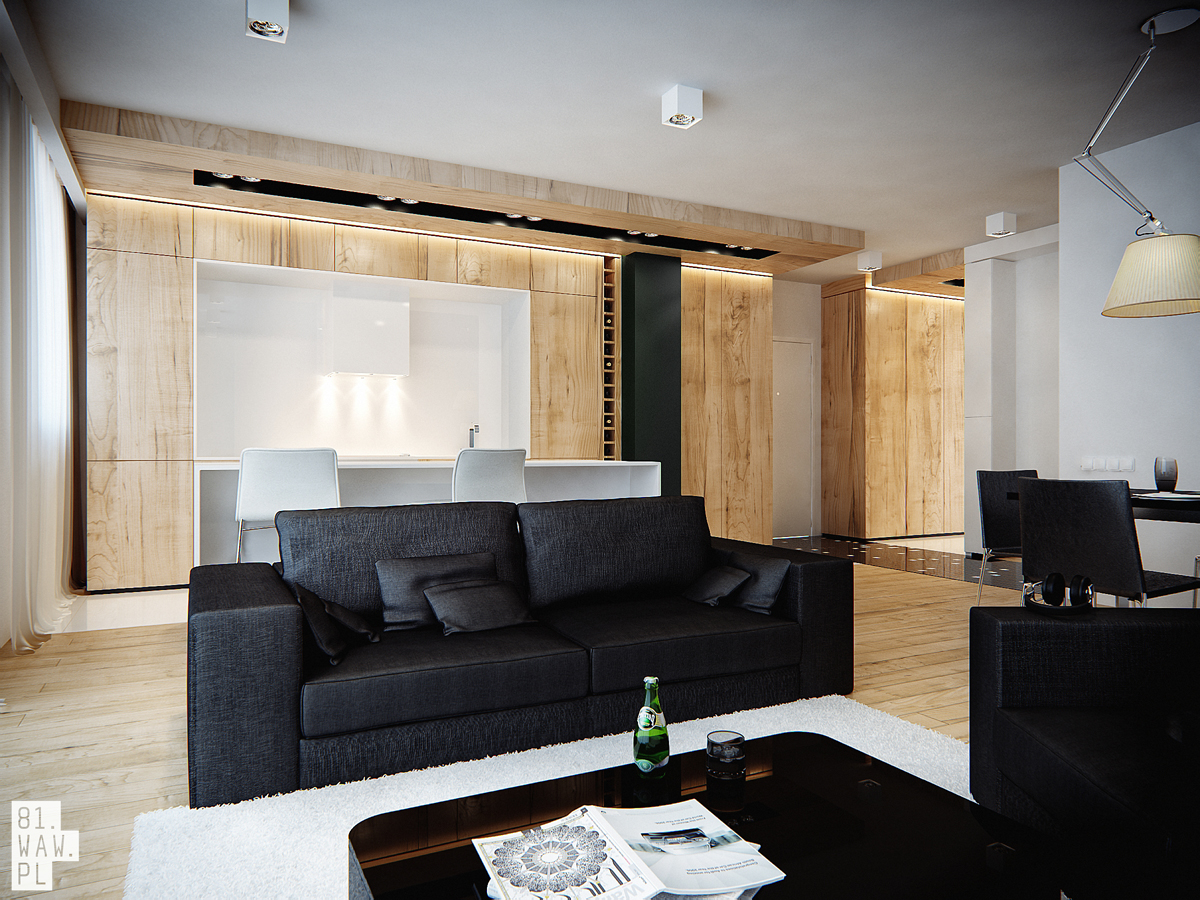 Wyrafinowane połączenie - apartament z marmuru i drewna - 81.WAW.PL