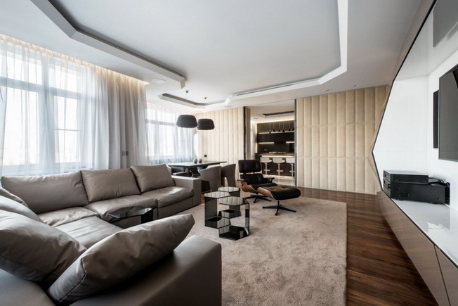 Nowoczesny moskiewski apartament w futurystycznym klimacie